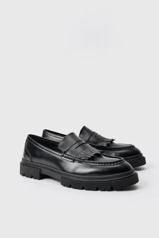Pu Chunky Sole Tassel Loafer In Black