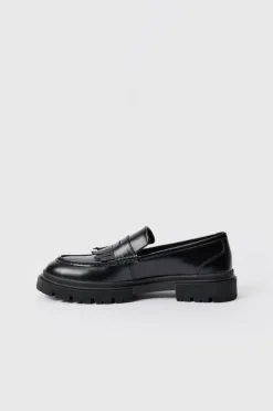 Pu Chunky Sole Tassel Loafer In Black