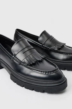 Pu Chunky Sole Tassel Loafer In Black