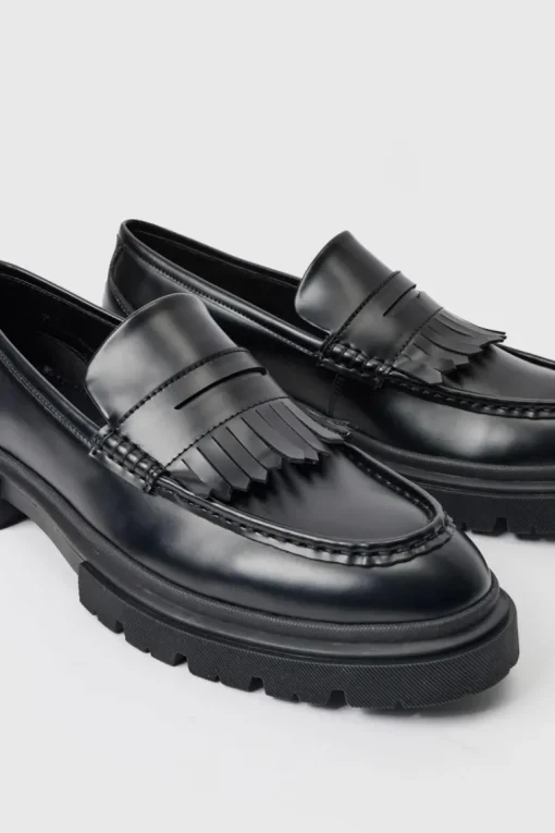 Pu Chunky Sole Tassel Loafer In Black