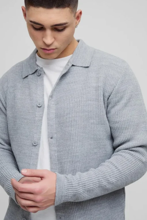 Regular Collared Knitted Cardigan