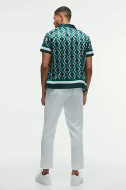 Regular Fit Border Print Satin Shirt