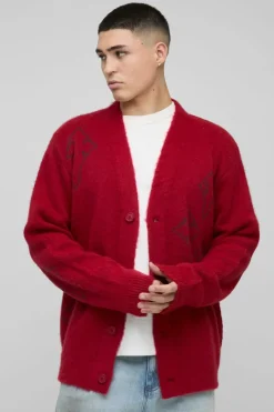 Regular Fit Fluffy Cross Knitted Cardigan