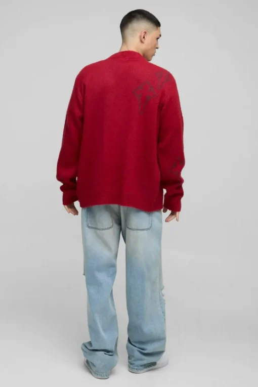 Regular Fit Fluffy Cross Knitted Cardigan