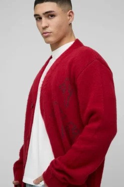Regular Fit Fluffy Cross Knitted Cardigan