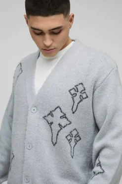 Regular Fit Fluffy Cross Knitted Cardigan