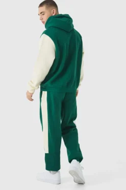 Regular Fit Man Diamond Colour Block Hooded Tracksuit