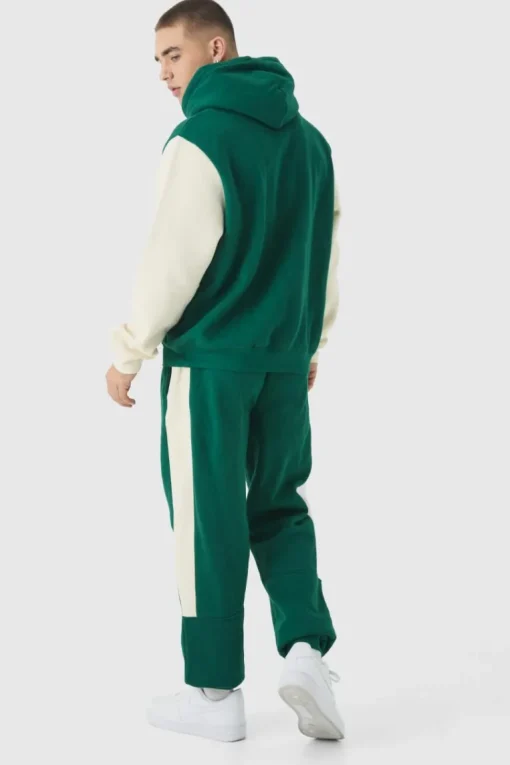 Regular Fit Man Diamond Colour Block Hooded Tracksuit