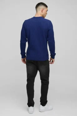 Regular Fit Plaited Hem Knitted Jumper