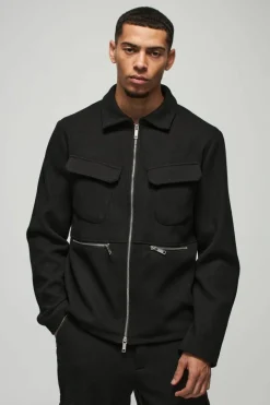 Regular Fit Pocket Detail Wool Look Harrington & Trouser Suit