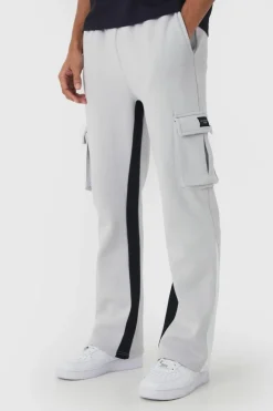 Regular Fit Raw Hem Woven Tab Gusset Cargo Jogger
