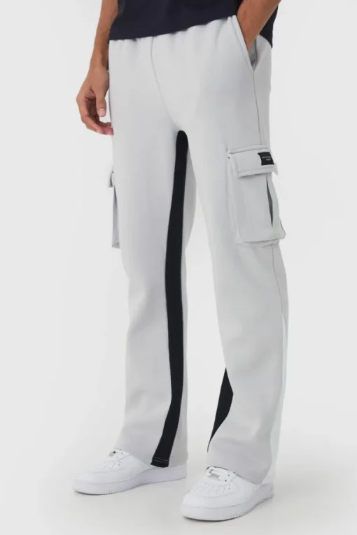 Regular Fit Raw Hem Woven Tab Gusset Cargo Jogger