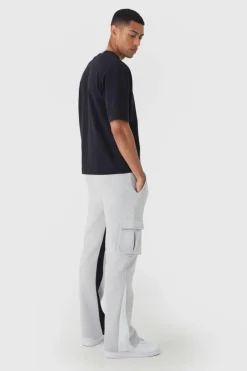 Regular Fit Raw Hem Woven Tab Gusset Cargo Jogger