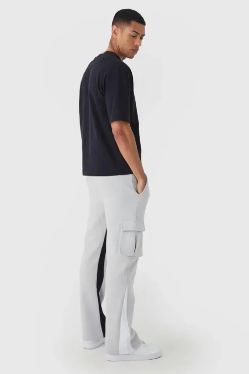 Regular Fit Raw Hem Woven Tab Gusset Cargo Jogger
