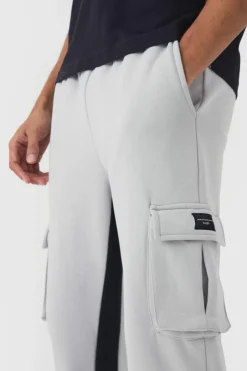 Regular Fit Raw Hem Woven Tab Gusset Cargo Jogger