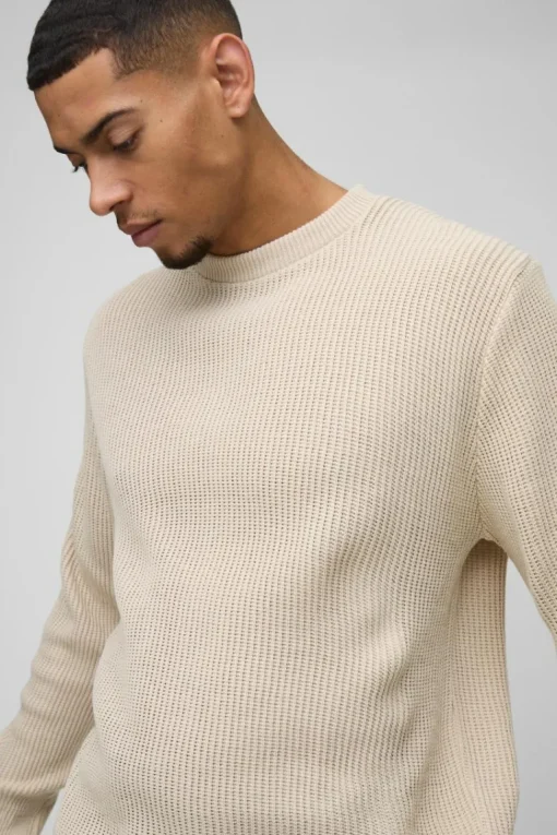 Regular Fit Waffle Knit Jumper
