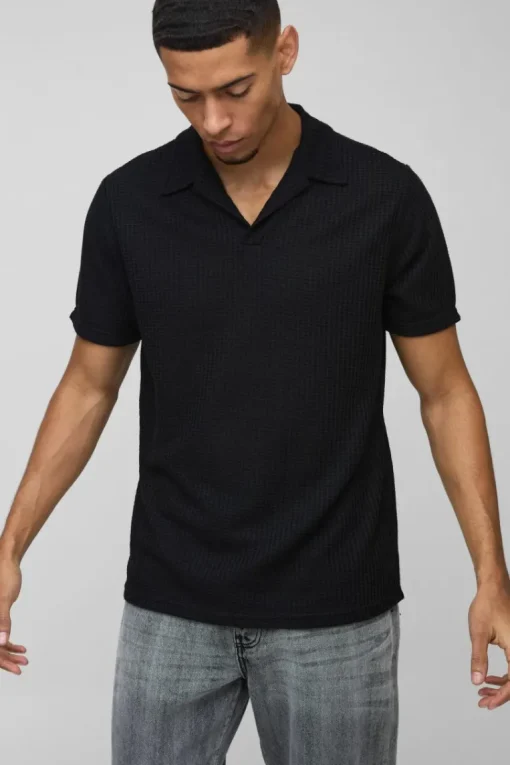 Regular Fit Waffle Revere Polo