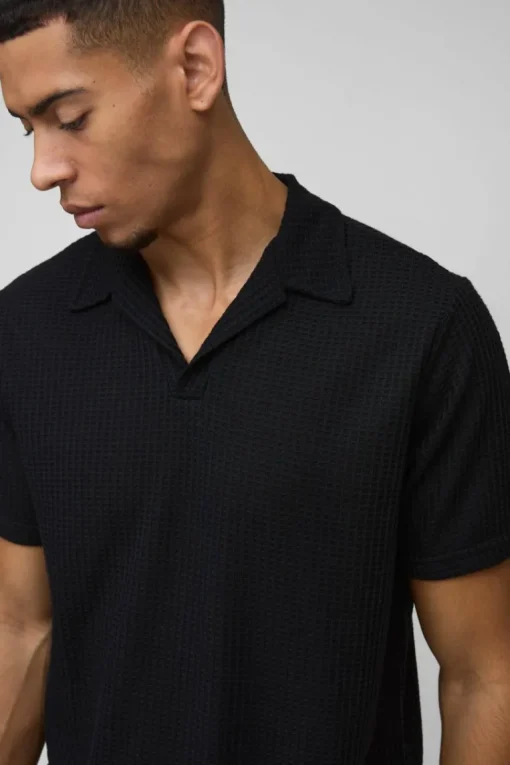Regular Fit Waffle Revere Polo