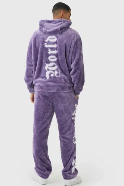 Regular Fit Worldwide Large Applique Teddy Borg Joggers