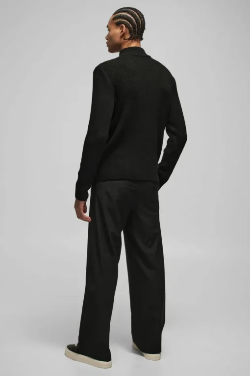 Regular Ribbed Stand Up Collar Knitted Jumper