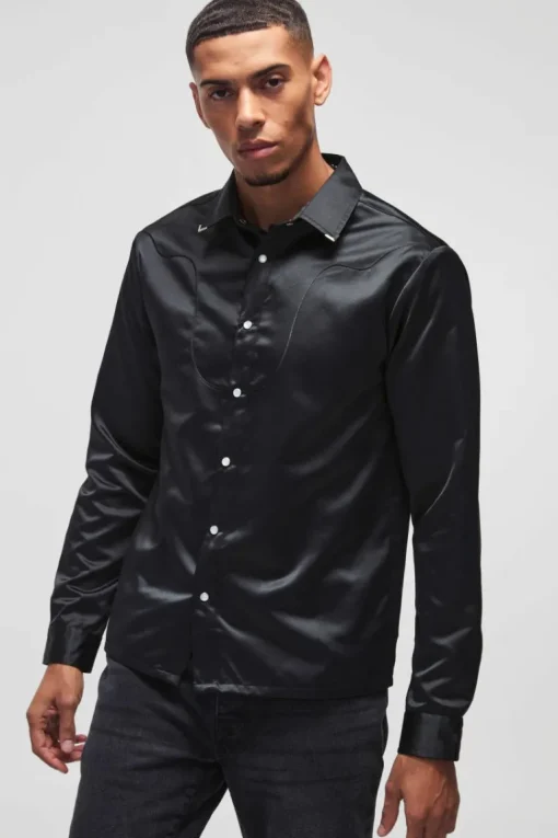 Regular Satin Western Long Sleeve Shirt