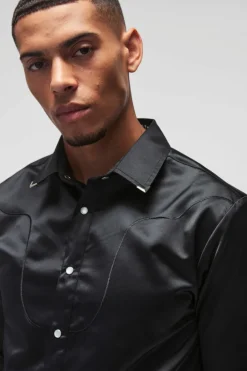 Regular Satin Western Long Sleeve Shirt