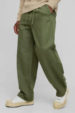 Relaxed Chinos With Drawcords In Khaki