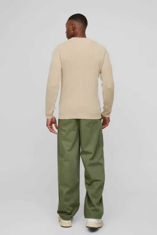 Relaxed Chinos With Drawcords In Khaki