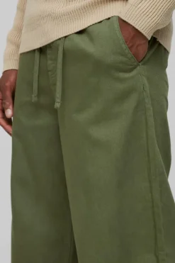 Relaxed Chinos With Drawcords In Khaki