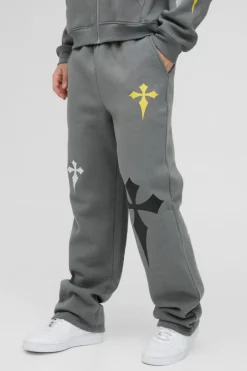 Relaxed Fit Cross Embroidered Printed Jogger