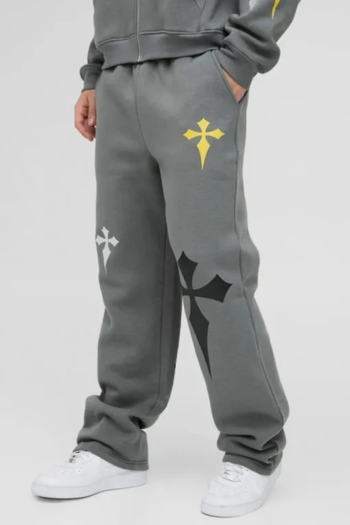 Relaxed Fit Cross Embroidered Printed Jogger