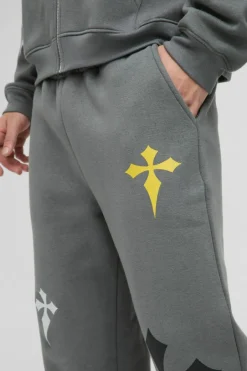 Relaxed Fit Cross Embroidered Printed Jogger