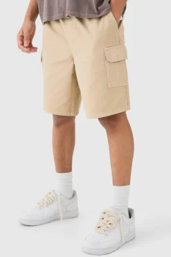 Relaxed Fit Elasticated Waist Cargo Shorts