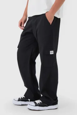 Relaxed Fit Fixed Waist Woven Tab Cargo Trousers