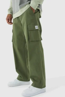 Relaxed Fit Fixed Waist Woven Tab Cargo Trousers