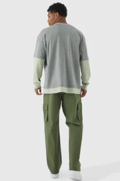 Relaxed Fit Fixed Waist Woven Tab Cargo Trousers