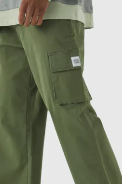 Relaxed Fit Fixed Waist Woven Tab Cargo Trousers
