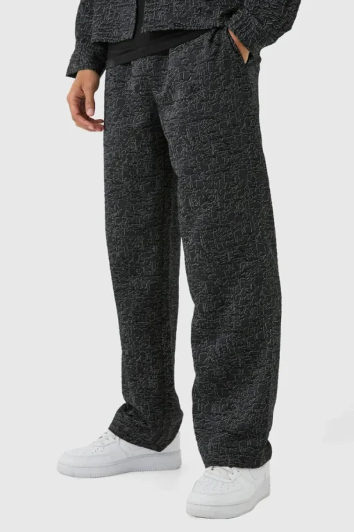 Relaxed Fit Jacquard Abstract Pattern Trouser