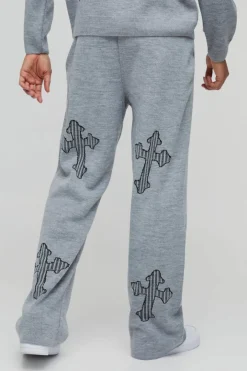 Relaxed Fit Laddered Cross Raw Edge Knitted Jogger