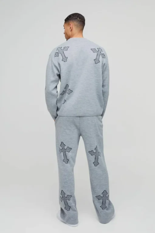 Relaxed Fit Laddered Cross Raw Edge Knitted Jogger