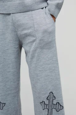 Relaxed Fit Laddered Cross Raw Edge Knitted Jogger