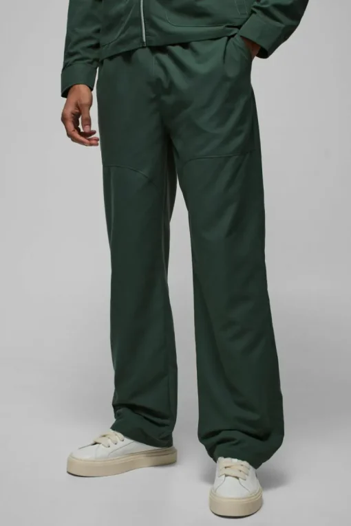 Relaxed Fit Panel Detail Elasticated Waist Nylon Trouser