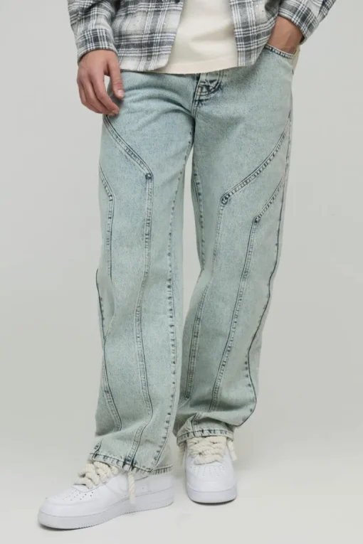 Relaxed Fit Rigid Seam Detail Jeans
