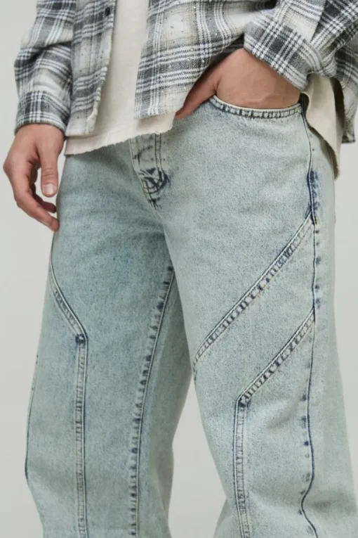 Relaxed Fit Rigid Seam Detail Jeans