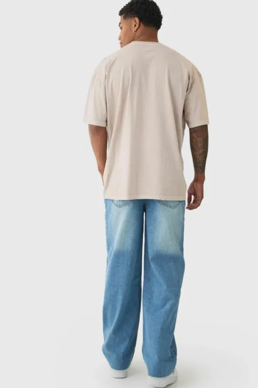 Relaxed Fit Rip & Repair Check Patchwork Jeans