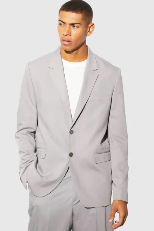 Relaxed Fit Single Breasted Suit Jacket