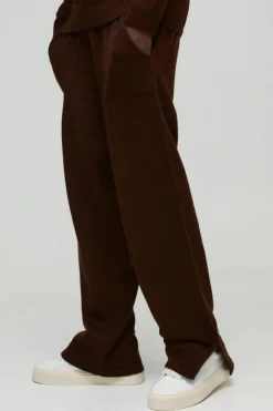 Relaxed Fit Split Hem Brushed Knit Joggers