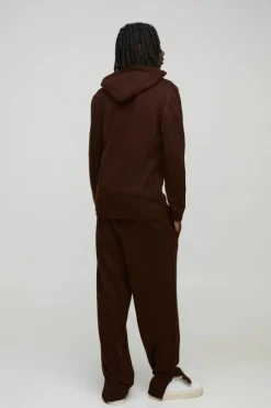 Relaxed Fit Split Hem Brushed Knit Joggers