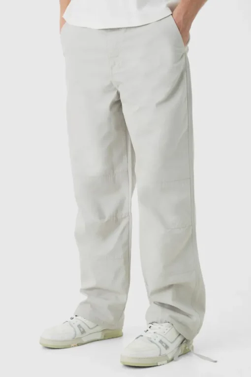 Relaxed Fit Textured Ripstop Trousers