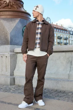 Relaxed Flared Carpenter Paint Splatter Trousers